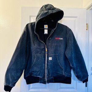 Vintage Carhartt J131 BLK Black Thrashed Faded Canvas Jacket 2XL Workwear